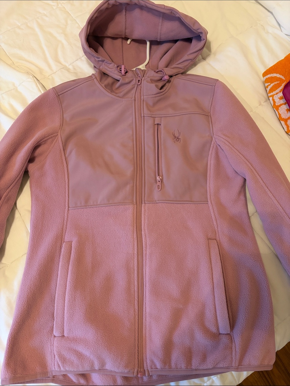 Spyder Mauve Hooded Fleece Jacket M Like New